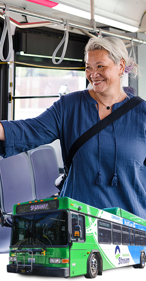 woman riding bus