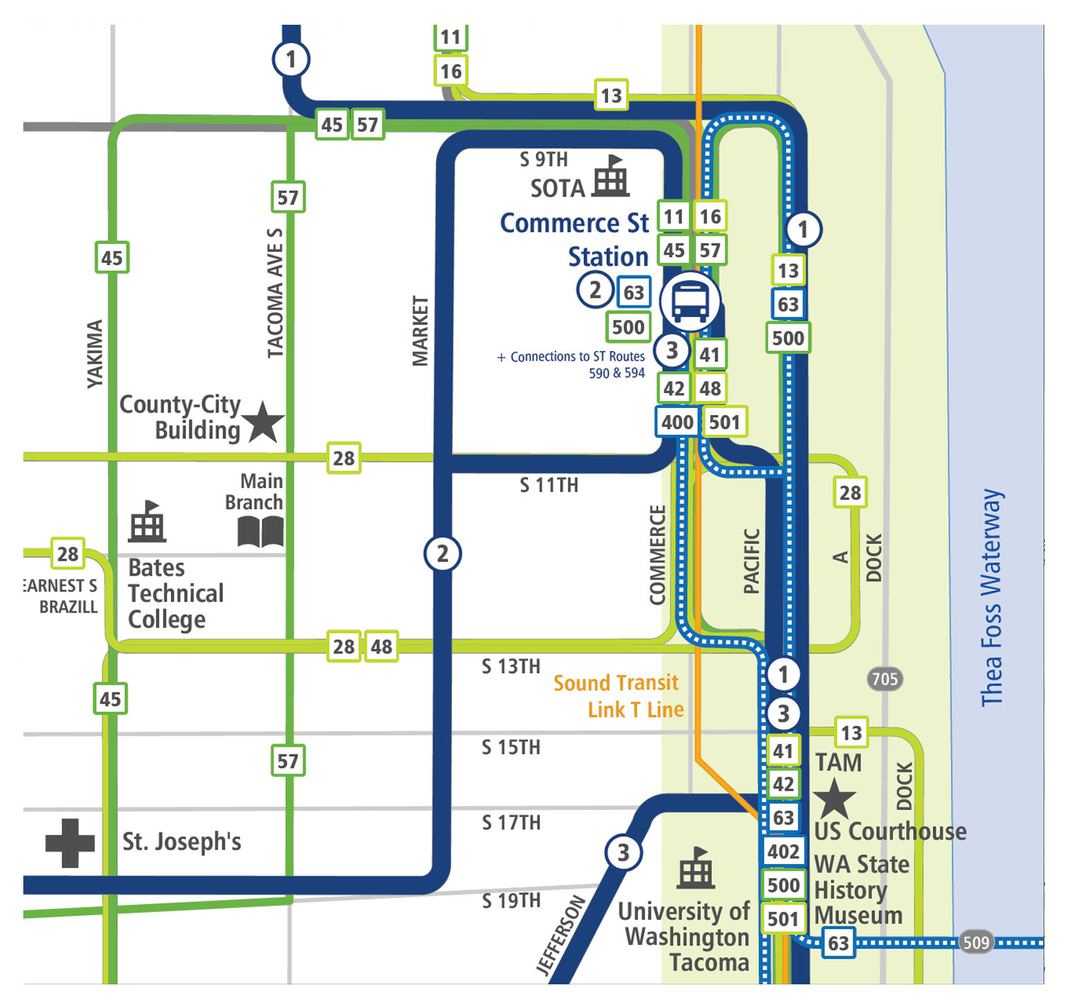 Pierce Transit System Map downtown