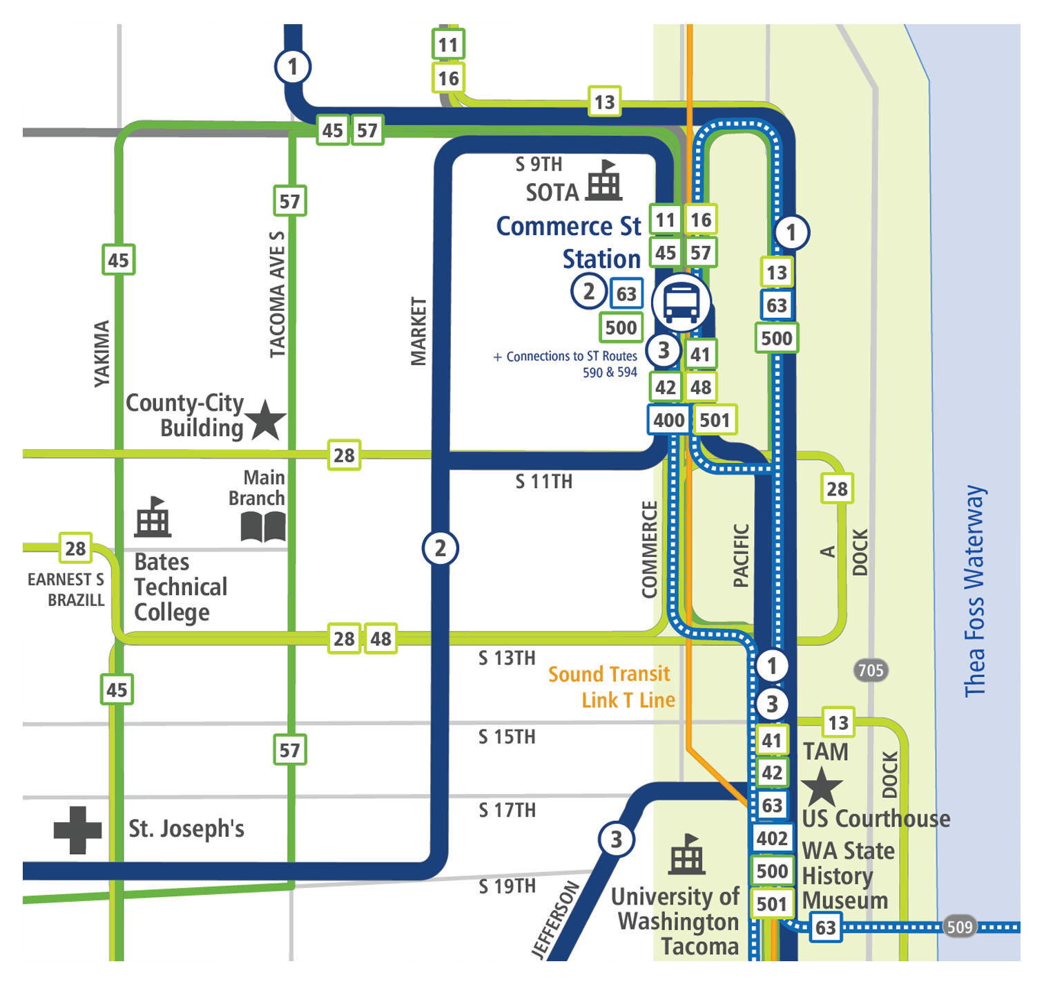 Pierce Transit System Map downtown
