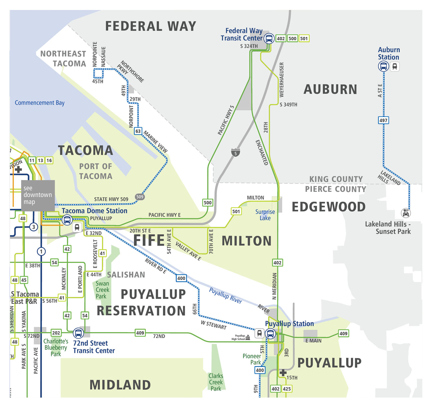 Pierce Transit NE System Map