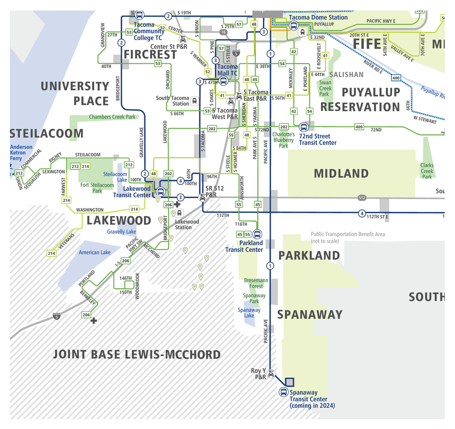 Pierce Transit SW System Map
