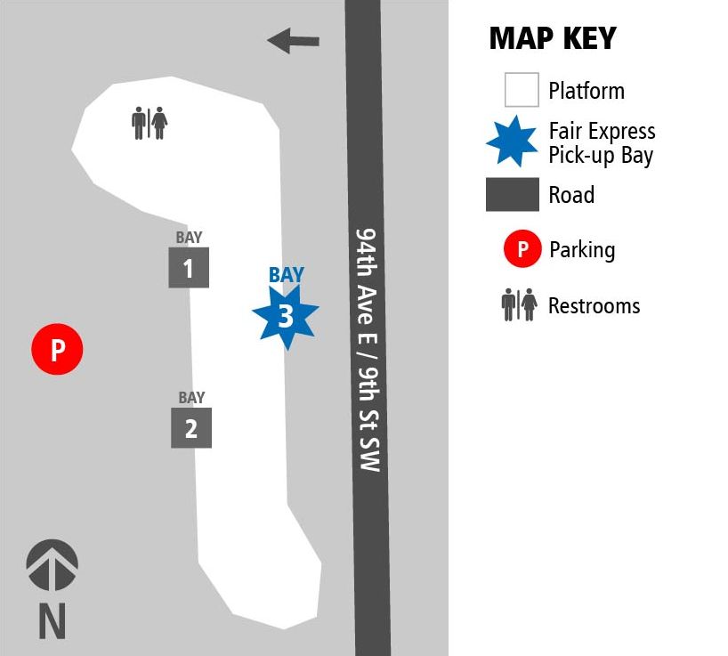 South Hill Park & Ride map with Fair Express boarding in Bay 3